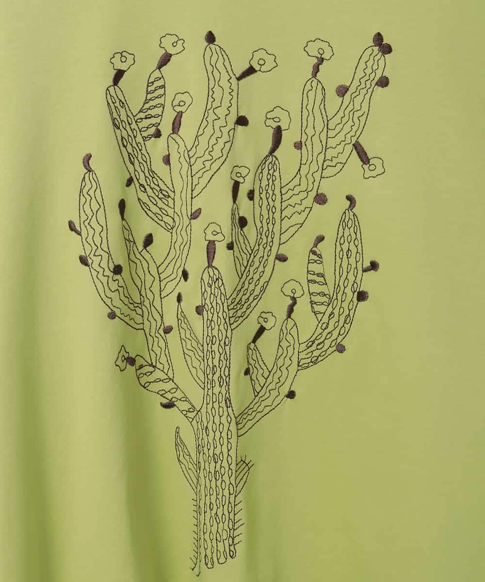 R6KED22190 HIROKO BIS(小さいサイズ)(メゾン ドゥ サンク) 【小さいサイズ】サボテン刺繍コットンTシャツ イエロー