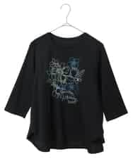 R6KED23230 HIROKO BIS(小さいサイズ)(メゾン ドゥ サンク) 【小さいサイズ】フローラルタイポTシャツ ブラック