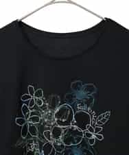 R6KED23230 HIROKO BIS(小さいサイズ)(メゾン ドゥ サンク) 【小さいサイズ】フローラルタイポTシャツ ブラック