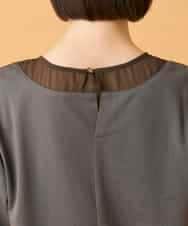 R6KED30160 HIROKO BIS(小さいサイズ)(メゾン ドゥ サンク) 【小さいサイズ】異素材ドッキングフレアカットソー ブラウン