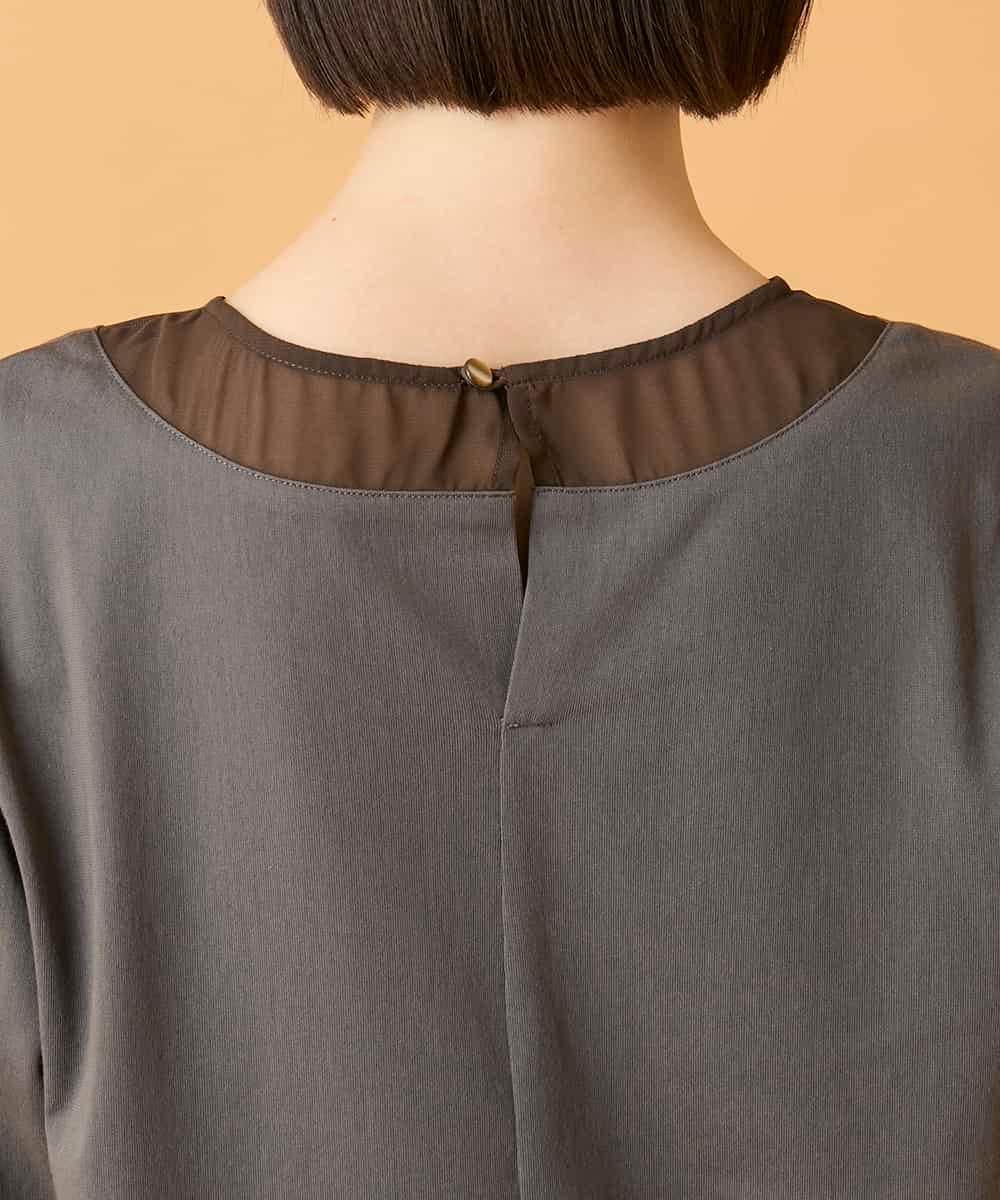 R6KED30160 HIROKO BIS(小さいサイズ)(メゾン ドゥ サンク) 【小さいサイズ】異素材ドッキングフレアカットソー ブラウン