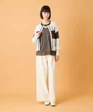 R6KED30160 HIROKO BIS(小さいサイズ)(メゾン ドゥ サンク) 【小さいサイズ】異素材ドッキングフレアカットソー ブラウン