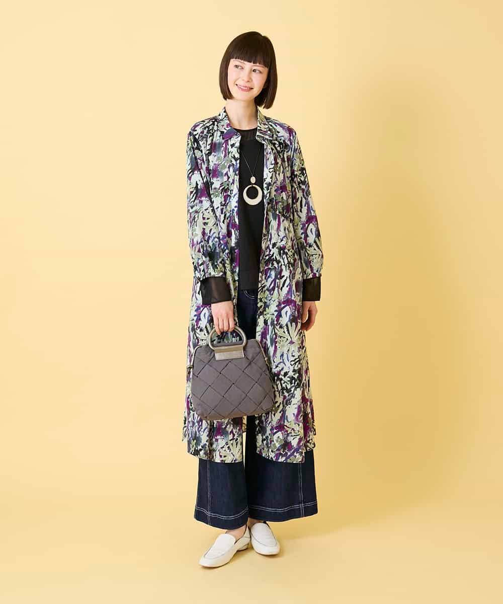 R6KED30160 HIROKO BIS(小さいサイズ)(メゾン ドゥ サンク) 【小さいサイズ】異素材ドッキングフレアカットソー ブラウン