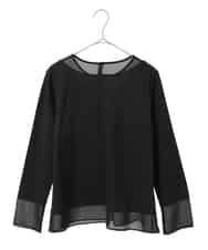 R6KED30160 HIROKO BIS(小さいサイズ)(メゾン ドゥ サンク) 【小さいサイズ】異素材ドッキングフレアカットソー ブラウン