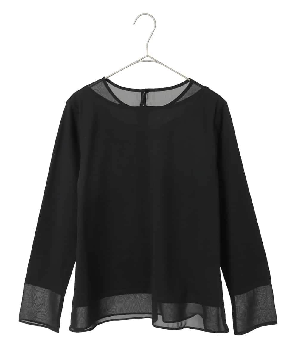 R6KED30160 HIROKO BIS(小さいサイズ)(メゾン ドゥ サンク) 【小さいサイズ】異素材ドッキングフレアカットソー ブラウン