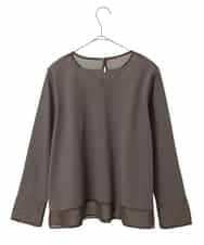 R6KED30160 HIROKO BIS(小さいサイズ)(メゾン ドゥ サンク) 【小さいサイズ】異素材ドッキングフレアカットソー ブラウン