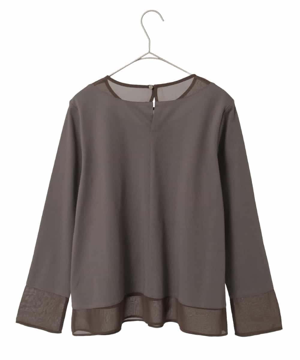 R6KED30160 HIROKO BIS(小さいサイズ)(メゾン ドゥ サンク) 【小さいサイズ】異素材ドッキングフレアカットソー ブラウン