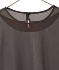 R6KED30160 HIROKO BIS(小さいサイズ)(メゾン ドゥ サンク) 【小さいサイズ】異素材ドッキングフレアカットソー ブラウン