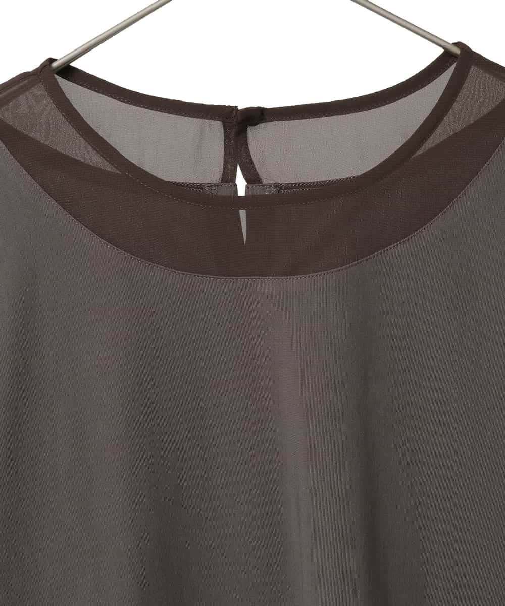 R6KED30160 HIROKO BIS(小さいサイズ)(メゾン ドゥ サンク) 【小さいサイズ】異素材ドッキングフレアカットソー ブラウン