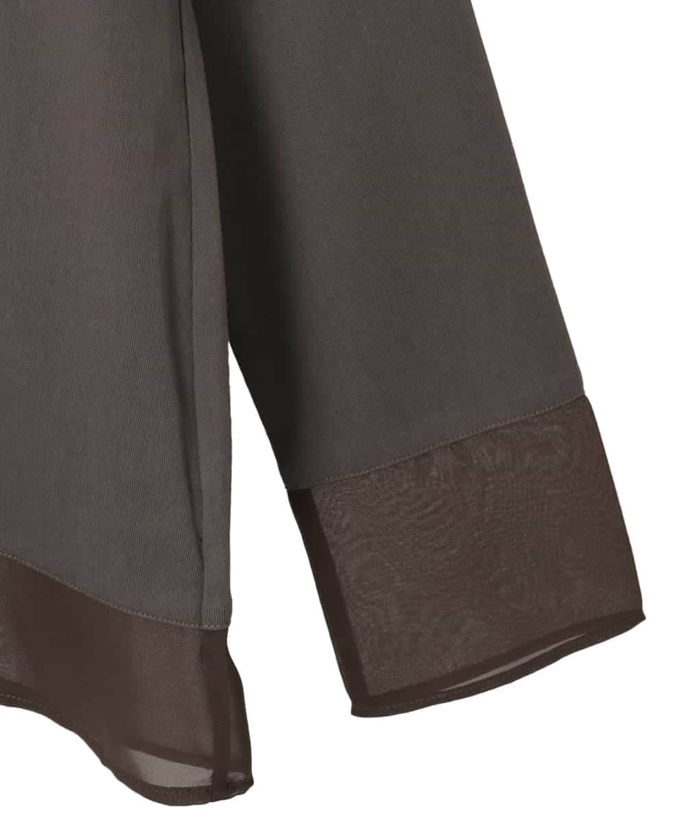 R6KED30160 HIROKO BIS(小さいサイズ)(メゾン ドゥ サンク) 【小さいサイズ】異素材ドッキングフレアカットソー ブラウン