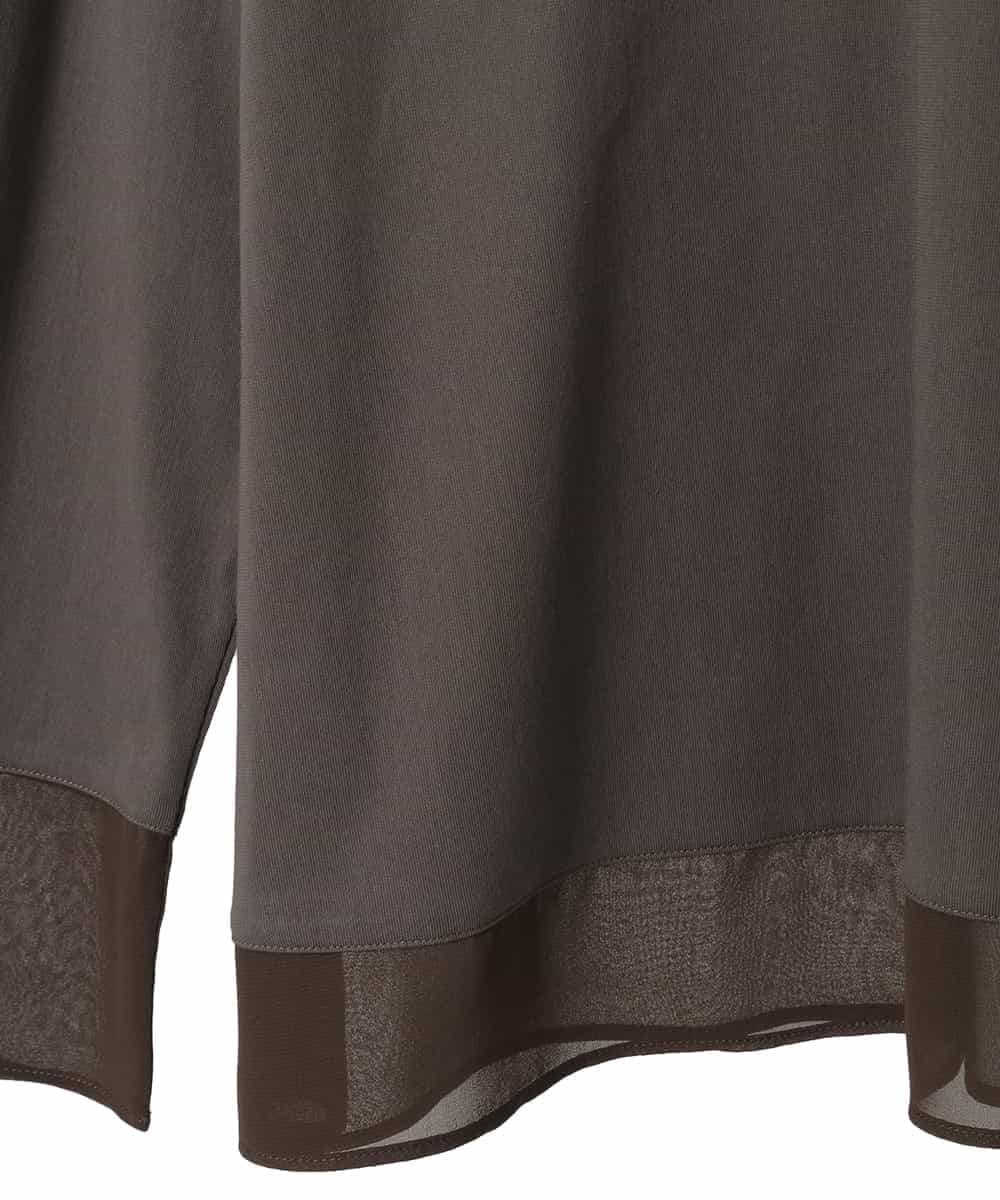 R6KED30160 HIROKO BIS(小さいサイズ)(メゾン ドゥ サンク) 【小さいサイズ】異素材ドッキングフレアカットソー ブラウン