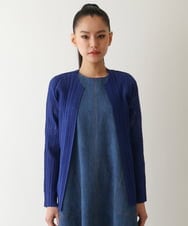 R6KFB33330 HIROKO BIS(小さいサイズ)(メゾン ドゥ サンク) 【小さいサイズ】プリモーディアルプリーツチェック柄カーディガン ブルー
