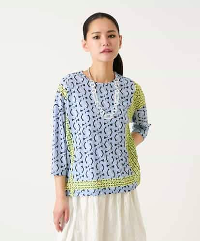 R6KFD40190 HIROKO BIS(小さいサイズ) 【小さいサイズ】幾何デザインボックスシルエットブラウス