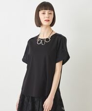 R6KFW37230 HIROKO BIS(小さいサイズ)(メゾン ドゥ サンク) 【小さいサイズ】ショルダーステッチデザインTシャツ ブラック