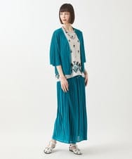 R6KGA01290 HIROKO BIS(小さいサイズ)(メゾン ドゥ サンク) 【小さいサイズ/接触冷感/セットアップ対応】ランダムプリーツショートカーディガン グリーン