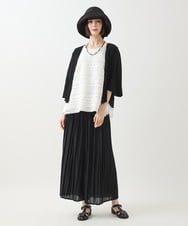 R6KGA01290 HIROKO BIS(小さいサイズ)(メゾン ドゥ サンク) 【小さいサイズ/接触冷感/セットアップ対応】ランダムプリーツショートカーディガン グリーン