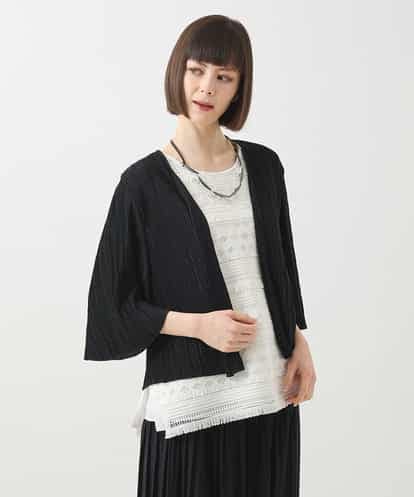 R6KGA01290 HIROKO BIS(小さいサイズ) 【小さいサイズ/接触冷感/セットアップ対応】ランダムプリーツショートカーディガン