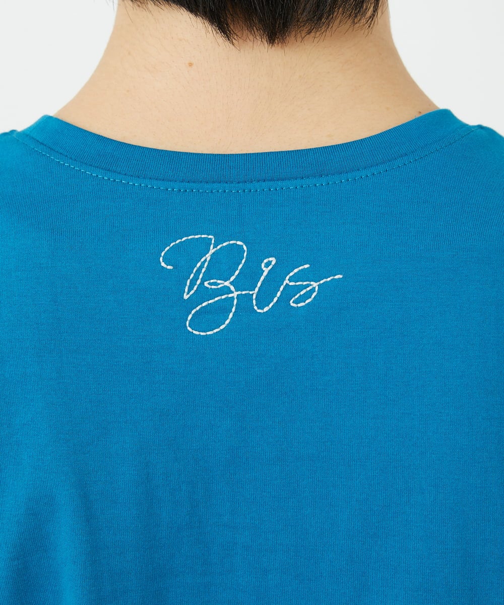 R6KGA07190 HIROKO BIS(小さいサイズ)(メゾン ドゥ サンク) 【小さいサイズ】ステッチ刺繍デザインTシャツ ブルー