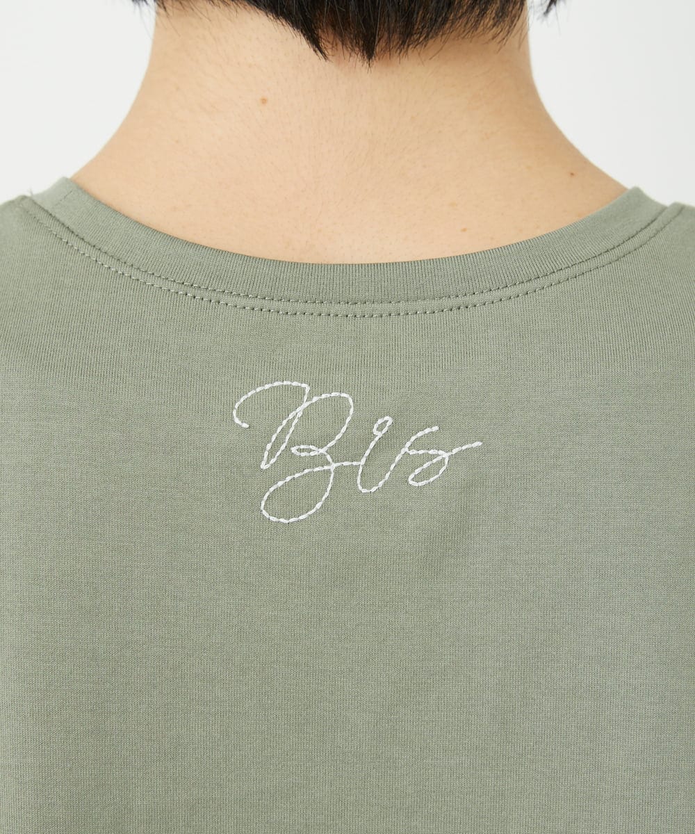 R6KGA07190 HIROKO BIS(小さいサイズ)(メゾン ドゥ サンク) 【小さいサイズ】ステッチ刺繍デザインTシャツ ブルー