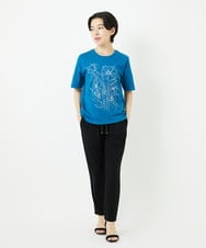 R6KGA07190 HIROKO BIS(小さいサイズ)(メゾン ドゥ サンク) 【小さいサイズ】ステッチ刺繍デザインTシャツ ブルー