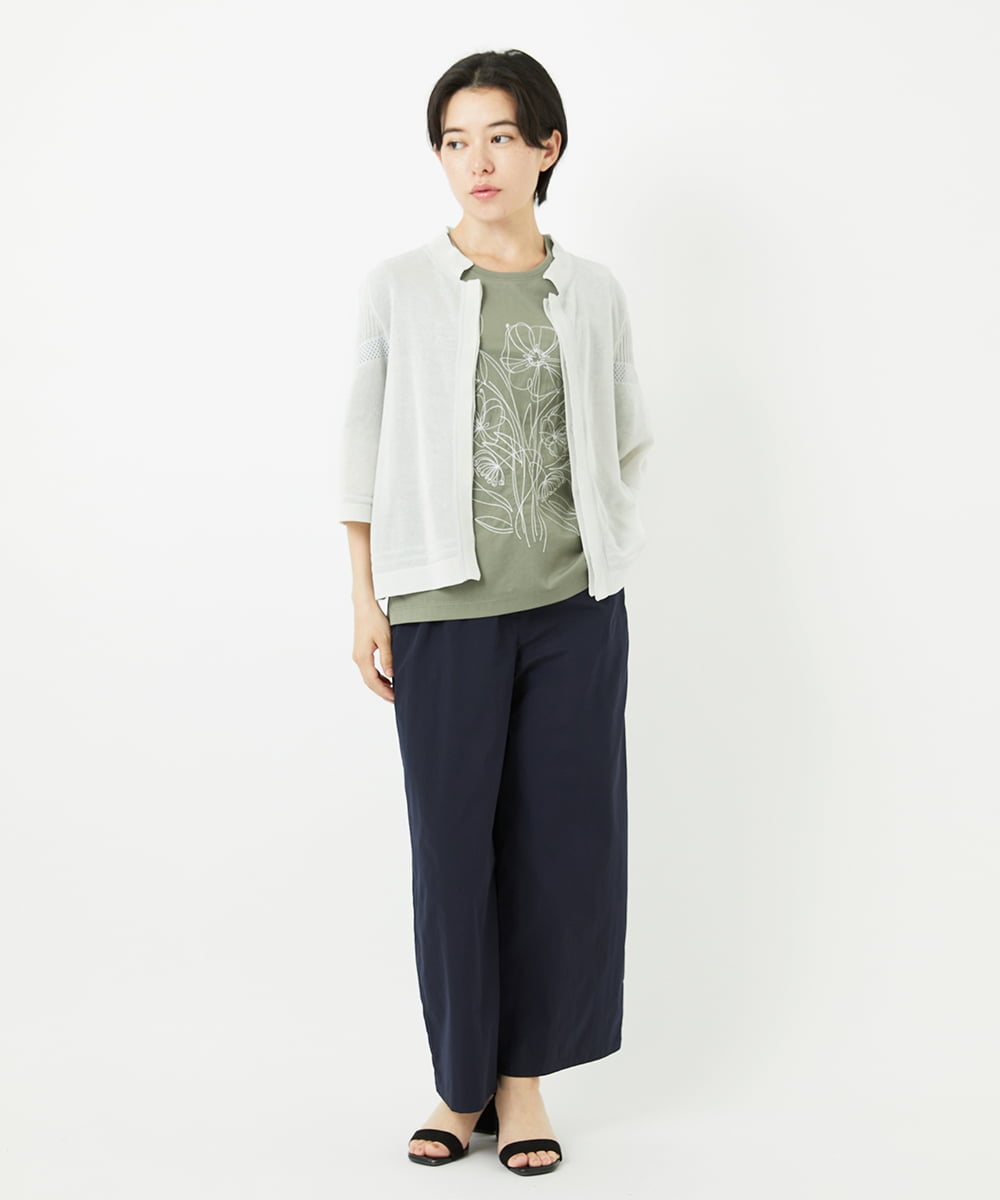 R6KGA07190 HIROKO BIS(小さいサイズ)(メゾン ドゥ サンク) 【小さいサイズ】ステッチ刺繍デザインTシャツ ブルー