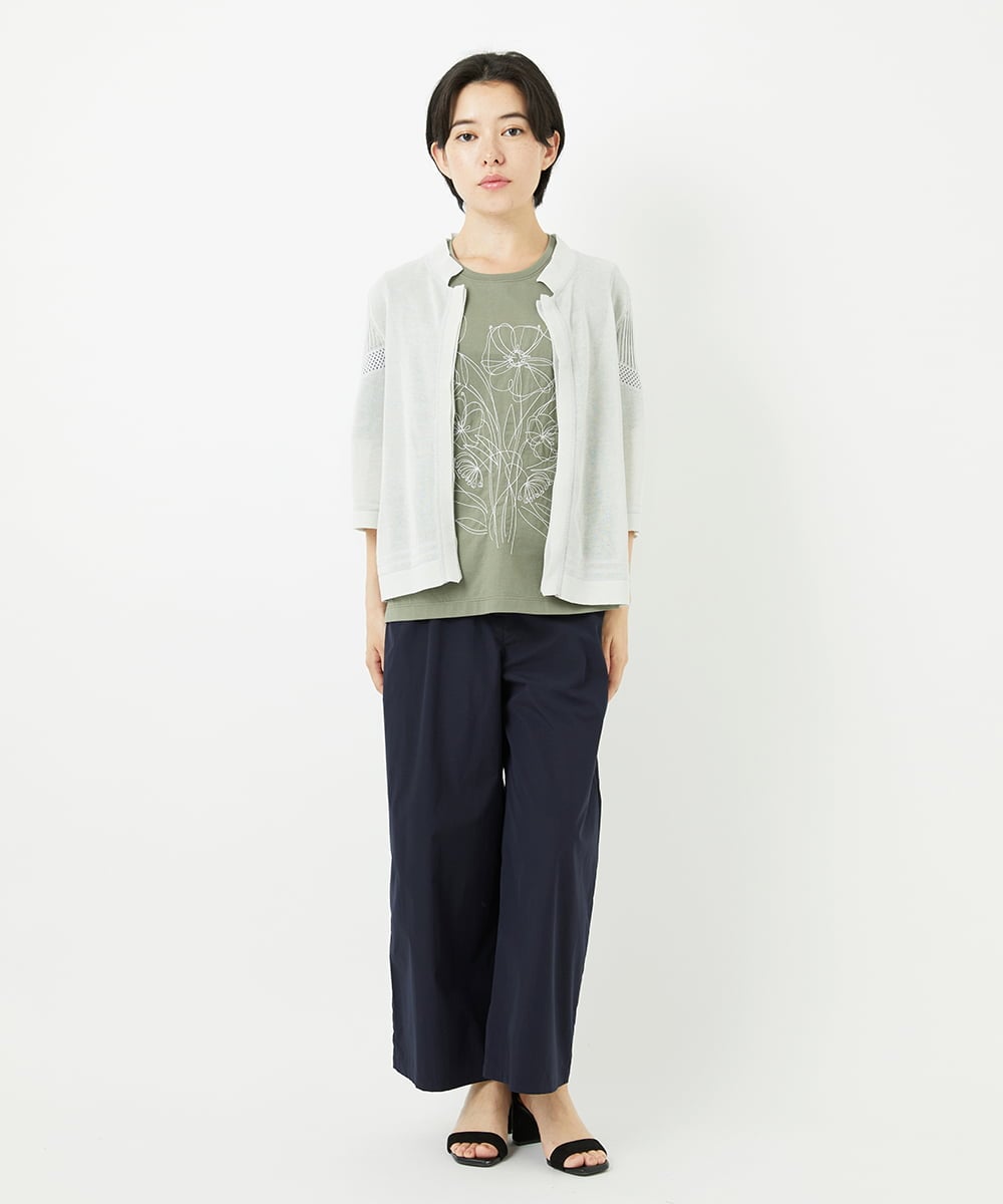 R6KGA07190 HIROKO BIS(小さいサイズ)(メゾン ドゥ サンク) 【小さいサイズ】ステッチ刺繍デザインTシャツ ブルー
