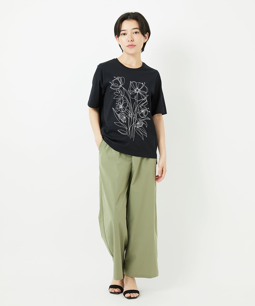 R6KGA07190 HIROKO BIS(小さいサイズ)(メゾン ドゥ サンク) 【小さいサイズ】ステッチ刺繍デザインTシャツ ブルー