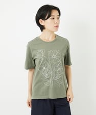 R6KGA07190 HIROKO BIS(小さいサイズ)(メゾン ドゥ サンク) 【小さいサイズ】ステッチ刺繍デザインTシャツ ブルー
