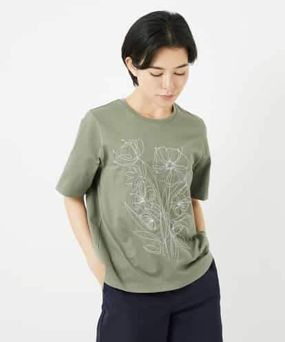 R6KGA07190  【小さいサイズ】ステッチ刺繍デザインTシャツ