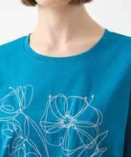R6KGA07190 HIROKO BIS(小さいサイズ)(メゾン ドゥ サンク) 【小さいサイズ】ステッチ刺繍デザインTシャツ ブルー