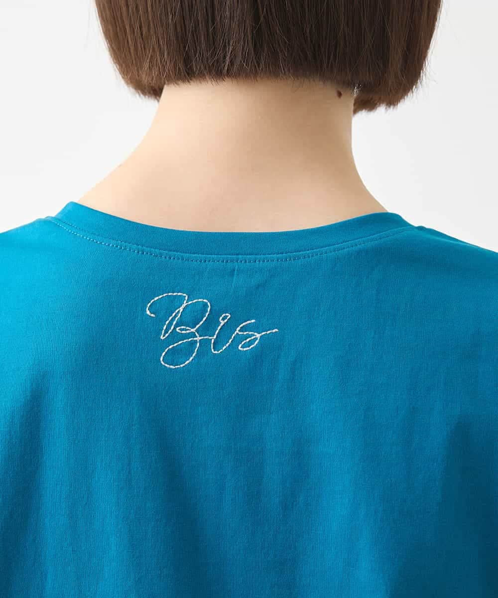R6KGA07190 HIROKO BIS(小さいサイズ)(メゾン ドゥ サンク) 【小さいサイズ】ステッチ刺繍デザインTシャツ ブルー