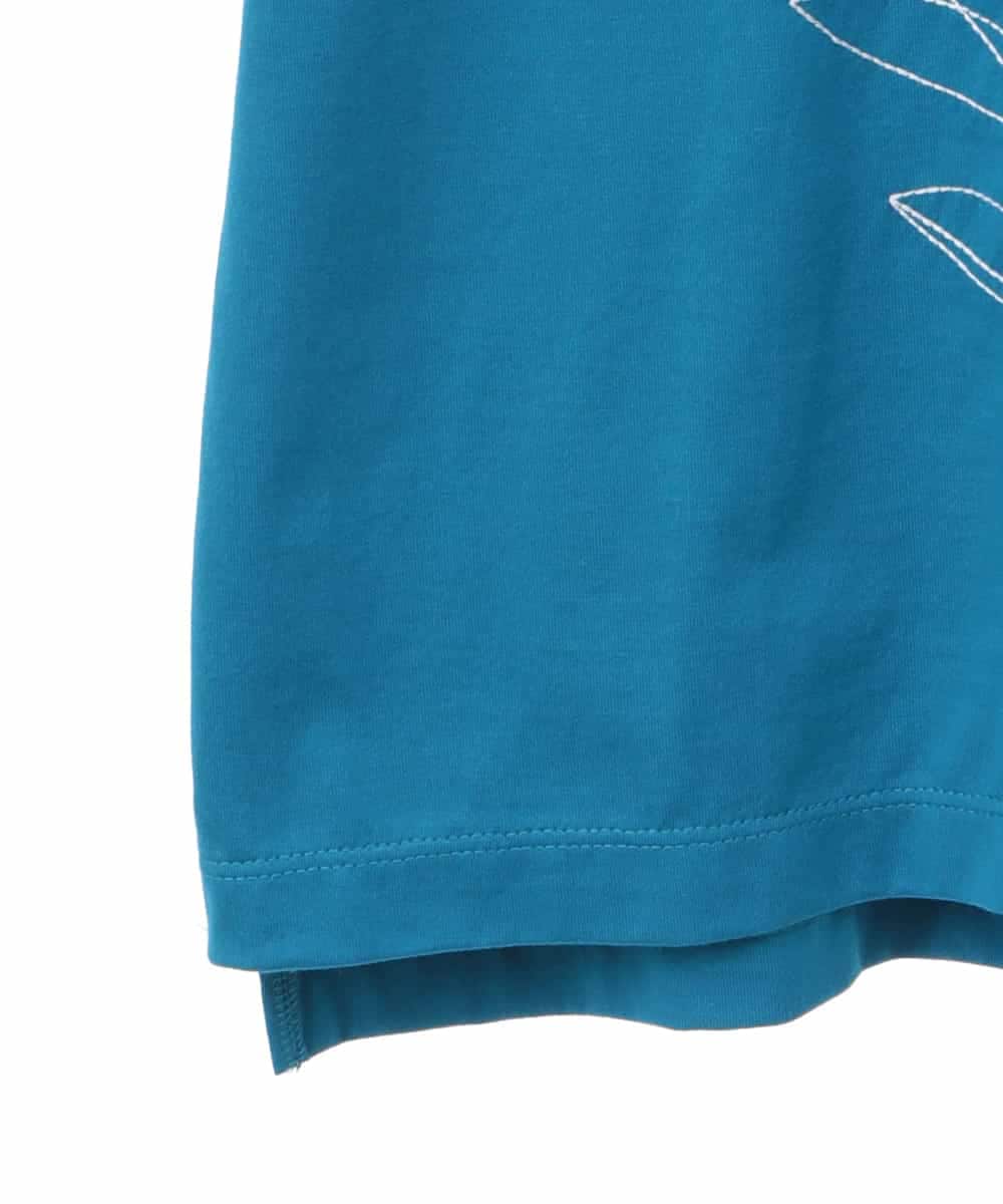 R6KGA07190 HIROKO BIS(小さいサイズ)(メゾン ドゥ サンク) 【小さいサイズ】ステッチ刺繍デザインTシャツ ブルー