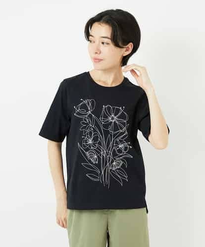 R6KGA07190 HIROKO BIS(小さいサイズ) 【小さいサイズ】ステッチ刺繍デザインTシャツ