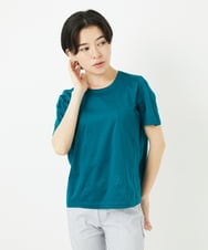 R6KGA11180 HIROKO BIS(小さいサイズ)(メゾン ドゥ サンク) 【小さいサイズ】カーブ切り替えコットンカットソー ブルーグリーン