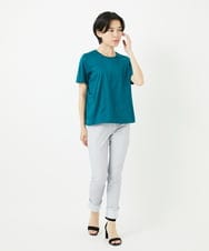 R6KGA11180 HIROKO BIS(小さいサイズ)(メゾン ドゥ サンク) 【小さいサイズ】カーブ切り替えコットンカットソー ブルーグリーン