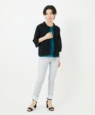 R6KGA11180 HIROKO BIS(小さいサイズ)(メゾン ドゥ サンク) 【小さいサイズ】カーブ切り替えコットンカットソー ブルーグリーン