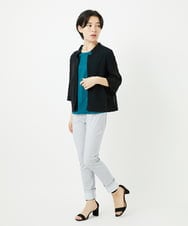 R6KGA11180 HIROKO BIS(小さいサイズ)(メゾン ドゥ サンク) 【小さいサイズ】カーブ切り替えコットンカットソー ブルーグリーン
