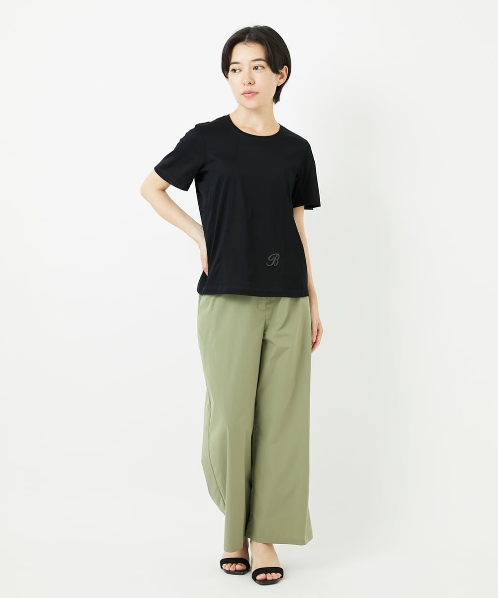 R6KGA11180 HIROKO BIS(小さいサイズ)(メゾン ドゥ サンク) 【小さいサイズ】カーブ切り替えコットンカットソー ブルーグリーン