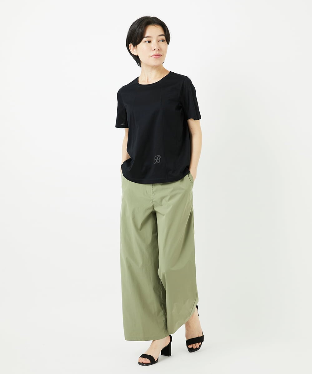 R6KGA11180 HIROKO BIS(小さいサイズ)(メゾン ドゥ サンク) 【小さいサイズ】カーブ切り替えコットンカットソー ブルーグリーン