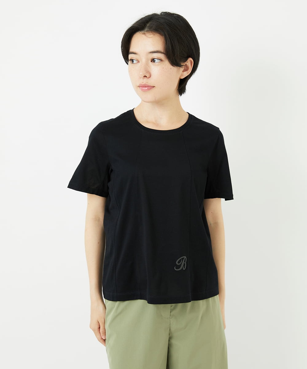 R6KGA11180 HIROKO BIS(小さいサイズ)(メゾン ドゥ サンク) 【小さいサイズ】カーブ切り替えコットンカットソー ブルーグリーン