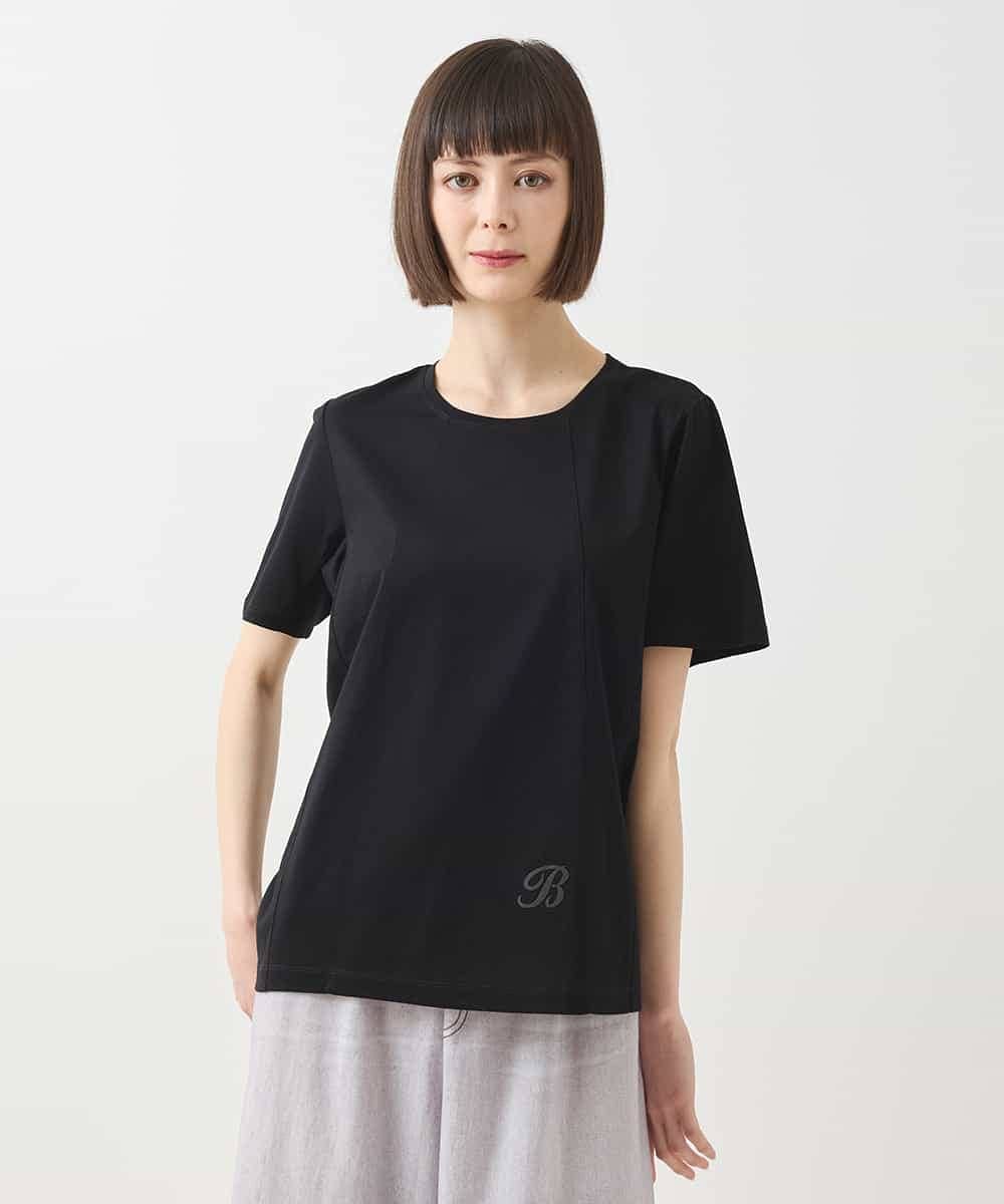 R6KGA11180 HIROKO BIS(小さいサイズ)(メゾン ドゥ サンク) 【小さいサイズ】カーブ切り替えコットンカットソー ブルーグリーン