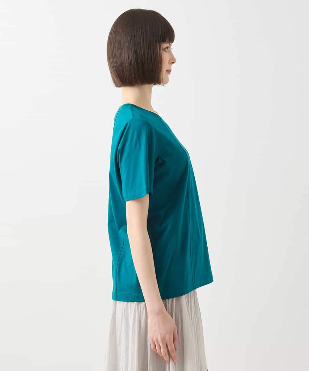 R6KGA11180 HIROKO BIS(小さいサイズ)(メゾン ドゥ サンク) 【小さいサイズ】カーブ切り替えコットンカットソー ブルーグリーン