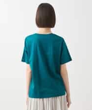 R6KGA11180 HIROKO BIS(小さいサイズ)(メゾン ドゥ サンク) 【小さいサイズ】カーブ切り替えコットンカットソー ブルーグリーン