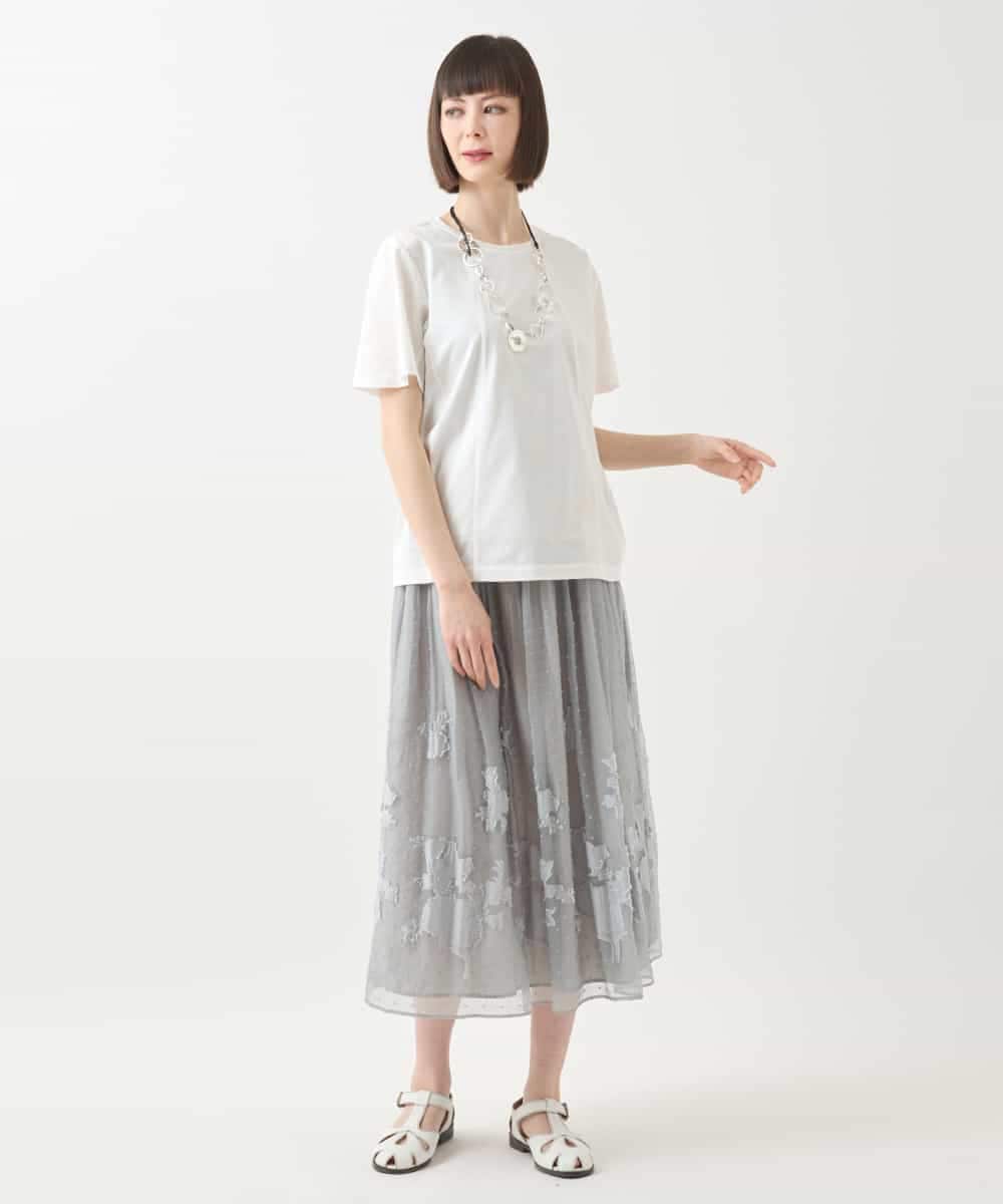 R6KGA11180 HIROKO BIS(小さいサイズ)(メゾン ドゥ サンク) 【小さいサイズ】カーブ切り替えコットンカットソー ブルーグリーン