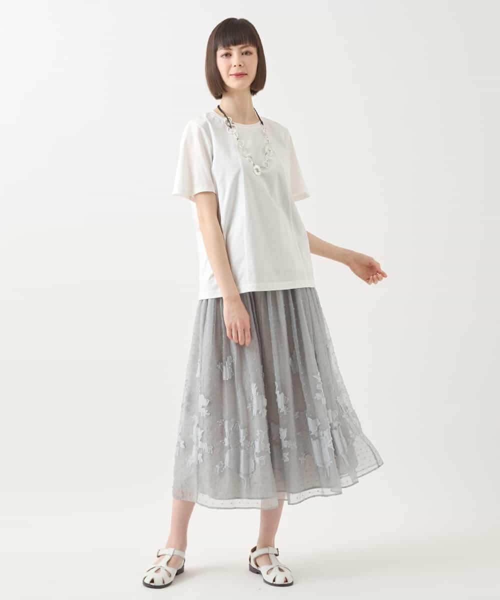 R6KGA11180 HIROKO BIS(小さいサイズ)(メゾン ドゥ サンク) 【小さいサイズ】カーブ切り替えコットンカットソー ブルーグリーン