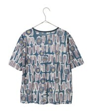 R6KGE03190 HIROKO BIS(小さいサイズ)(メゾン ドゥ サンク) 【小さいサイズ】エスニックグラフィックデザインカットソー ベージュ