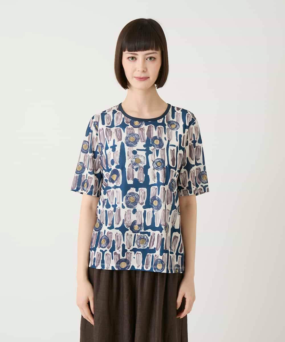 R6KGE03190 HIROKO BIS(小さいサイズ)(メゾン ドゥ サンク) 【小さいサイズ】エスニックグラフィックデザインカットソー ベージュ