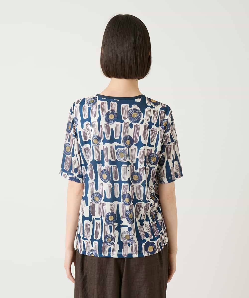 R6KGE03190 HIROKO BIS(小さいサイズ)(メゾン ドゥ サンク) 【小さいサイズ】エスニックグラフィックデザインカットソー ベージュ