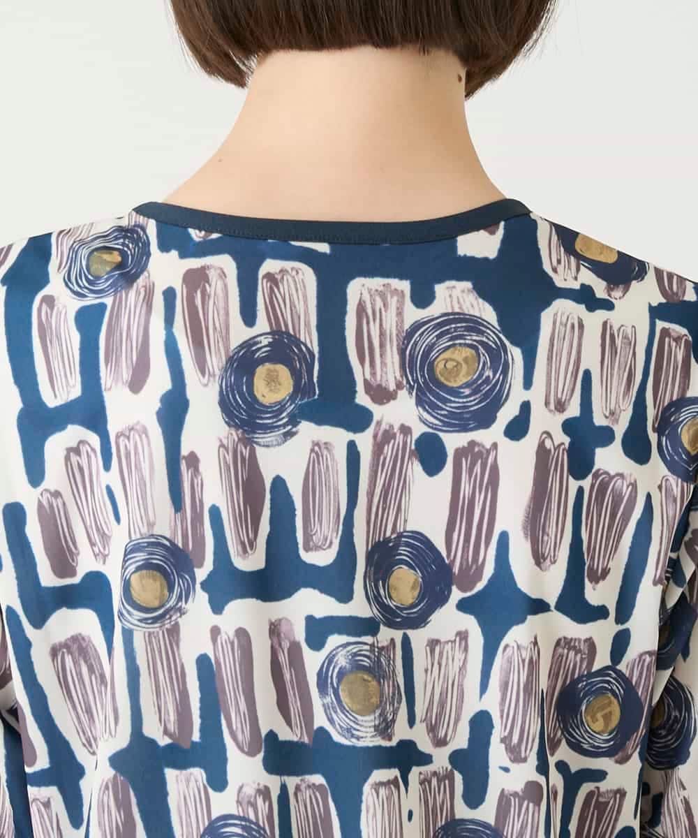 R6KGE03190 HIROKO BIS(小さいサイズ)(メゾン ドゥ サンク) 【小さいサイズ】エスニックグラフィックデザインカットソー ベージュ