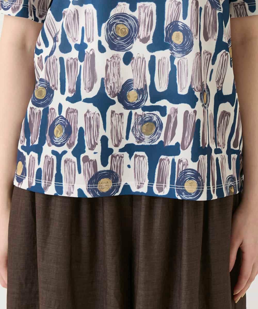 R6KGE03190 HIROKO BIS(小さいサイズ)(メゾン ドゥ サンク) 【小さいサイズ】エスニックグラフィックデザインカットソー ベージュ